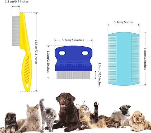 6 Pieces Pet Lice Combs Dog Grooming Flea Cat Tear Stain Comb for Removal Dandruff, Hair Stain, Nit(Pink, Light Blue, Dark Blue, Yellow) in Kuwait
