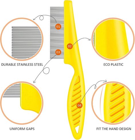 6 Pieces Pet Lice Combs Dog Grooming Flea Cat Tear Stain Comb for Removal Dandruff, Hair Stain, Nit(Pink, Light Blue, Dark Blue, Yellow) in Kuwait