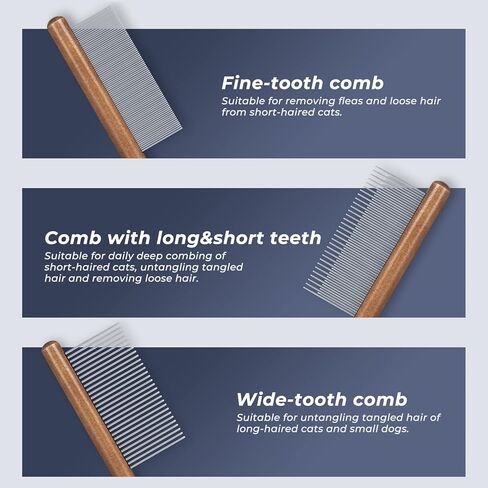 ماكسوس مشط للقطط، مشط خشبي صلب للحيوانات الاليفة للقطط، مشط شعر الارانب، يزيل القفز in Kuwait