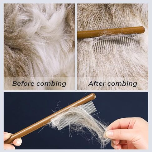 ماكسوس مشط للقطط، مشط خشبي صلب للحيوانات الاليفة للقطط، مشط شعر الارانب، يزيل القفز in Kuwait