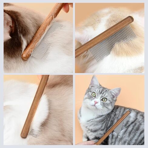 ماكسوس مشط للقطط، مشط خشبي صلب للحيوانات الاليفة للقطط، مشط شعر الارانب، يزيل القفز in Kuwait