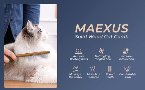 ماكسوس مشط للقطط، مشط خشبي صلب للحيوانات الاليفة للقطط، مشط شعر الارانب، يزيل القفز in Kuwait