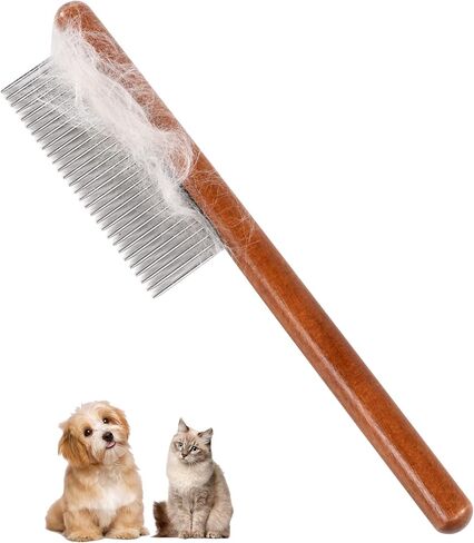 Cat comb WeoDeaeo, Solid Wooden Pet Comb, Dog Comb with Rounded and Smooth Ends Stainless Steel Teeth,Grooming Comb for Cats and Long-hair Dogs,Professional Grooming Comb for Removes Tangles and Knots in Saudi Arabia