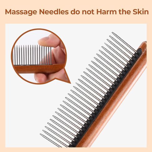Cat comb WeoDeaeo, Solid Wooden Pet Comb, Dog Comb with Rounded and Smooth Ends Stainless Steel Teeth,Grooming Comb for Cats and Long-hair Dogs,Professional Grooming Comb for Removes Tangles and Knots in Saudi Arabia