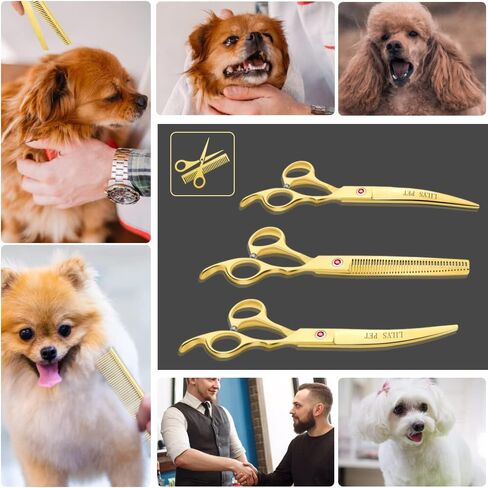 مقصات LILYS PET الاحترافية للعناية بالكلاب المطلية بالتيتانيوم مناسبة للقص والمنحنيات والتخفيف (8.0 بوصة، أرجواني)... in Kuwait