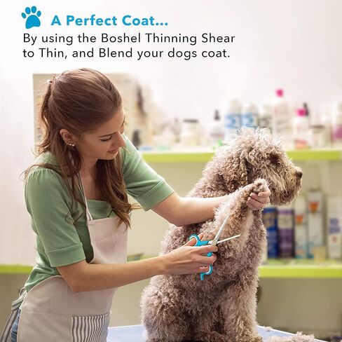 BOSHEL 2 Pc Dog Grooming Scissors for Dogs at Home, Dog Scissors for Grooming with Safety Round Tips, Professional Dog Grooming Scissors Set, Pet Grooming Shears Set for Dogs & Cats, Pet Scissors Kit in Kuwait