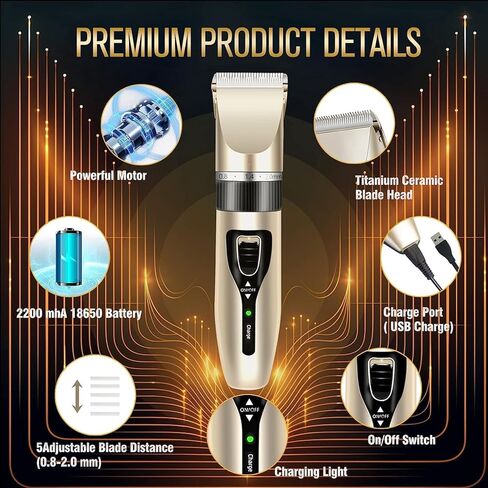 ماكينة قص الكلاب من يوكي، مجموعة أدوات العناية بالكلاب الكهربائية، ماكينة قص كهربائية لاسلكية قابلة لإعادة الشحن للكلاب والقطط والحيوانات الأليفة الأخرى in Kuwait