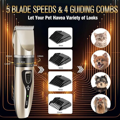 ماكينة قص الكلاب من يوكي، مجموعة أدوات العناية بالكلاب الكهربائية، ماكينة قص كهربائية لاسلكية قابلة لإعادة الشحن للكلاب والقطط والحيوانات الأليفة الأخرى in Kuwait