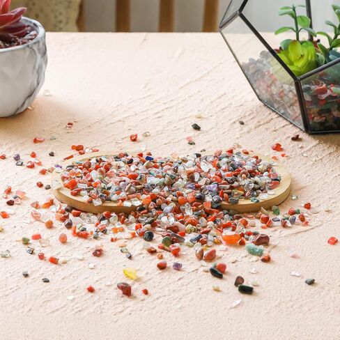رقائق كريستال T4U زجاج كوارتز مطحون بحجر 0.5 رطل - حصى فلوريت هبط حصى صغيرة مزخرفة، قطع صخور مصقولة صغيرة للحرف اليدوية، حشو المزهريات، النباتات النضرة، صخور حصى حوض السمك in Kuwait