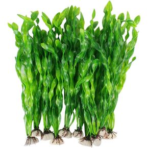 MyLifeUNIT Artificial Seaweed Water Plants for Aquarium, Plastic Fish Tank Plant Decorations 10 PCS (Green)