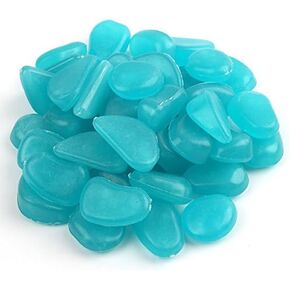 100pcs Glow in The Dark Fish Tank Aquarium Rocks,Glow Stones,Fish Tank Gravel Rocks, Glowing Pebbles Luminous Stones for Outdoor Garden Gift Decoration, 305g/0.67lbs, 4/5''-1 1/2'' (Blue Green) in Saudi Arabia