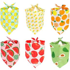 6 Pack Bundles Dog Bandanas, Bows & Bow Ties - Summer, Spring Floral Fruity Patterns for Boys and Girls' Dogs (Small to Large)