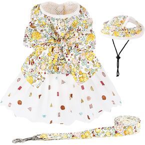 فستان زهري للكلاب، تنورة توتو، وقبعة شمسية مسامية شبكية مع فتحات للأذن للكلاب الصغيرة والمتوسطة، وعطلات الكريسماس، وحفلات أعياد الميلاد (أصفر، L) in Kuwait