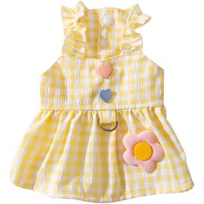 Dog Dress Soft Breathable Puppy Dresses Elegant Princess Lace Floral Pet Dress with Sunflower for Small Dog in Saudi Arabia