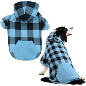 KOOLTAIL Plaid Dog Hoodie Pet Clothes Sweater with Hat and Pocket for Small Medium Large Size Dogs, Soft Winter Warm Dog Cold Weather Coat, Fleece Fall Dog Hooded Sweatshirt for Puppy Cats, Red XL in Kuwait