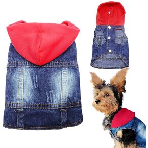 SILD Pet Clothes Dog Jeans Jacket Cool Blue Denim Coat Small Medium Dogs Lapel Vests Classic Hoodies Puppy Blue Vintage Washed Clothes in Saudi Arabia