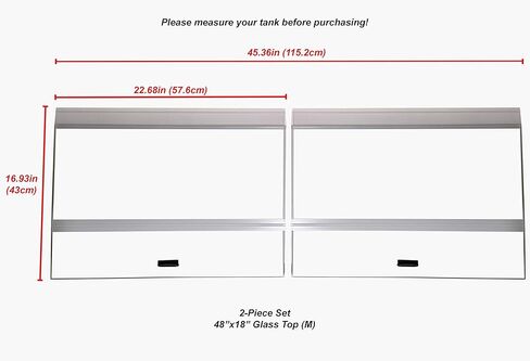 اتش 2 برو مجموعة مظلة زجاجية من قطعتين لحوض السمك مارين لاند بيرفيكتو 70/75/90/110 جالون 48 × 18 (قياس القطعة الواحدة 22.7 × 16.93 × 0.15 انش) in Kuwait