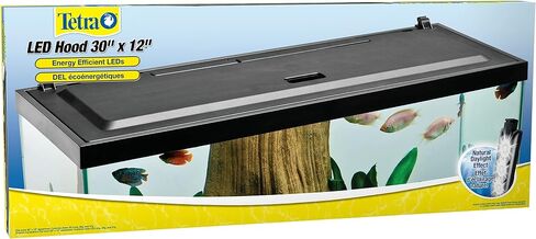 غطاء محرك السيارة Tetra LED مقاس 19.3125 بوصة × 9.375 بوصة × 2.5 بوصة، غطاء حوض السمك منخفض المستوى مع إضاءة مخفية، بلاستيك in Kuwait