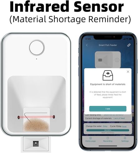 جهاز تغذية اسماك اوتوماتيكي يعمل بالواي فاي لحوض السمك من كيفنيهي، موزع طعام تلقائي لحوض السمك مع مؤقت للتحكم في التطبيق، توصيل درج يعمل بمنفذ USB، لا يفسد طعام السمك، مقاوم للرطوبة، لن يسد، 430 مل in Kuwait