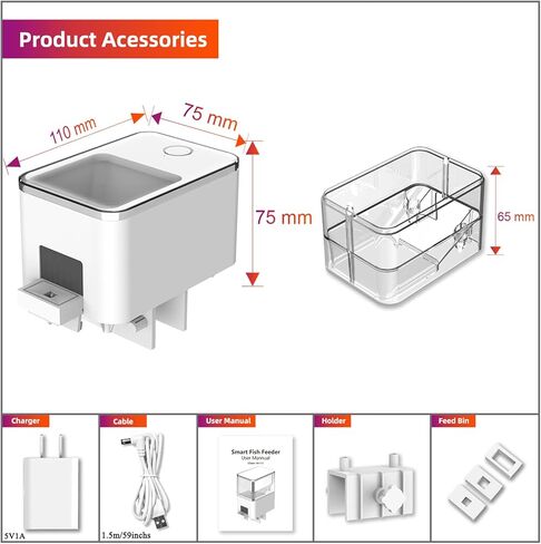 جهاز تغذية اسماك اوتوماتيكي يعمل بالواي فاي لحوض السمك من كيفنيهي، موزع طعام تلقائي لحوض السمك مع مؤقت للتحكم في التطبيق، توصيل درج يعمل بمنفذ USB، لا يفسد طعام السمك، مقاوم للرطوبة، لن يسد، 430 مل in Kuwait