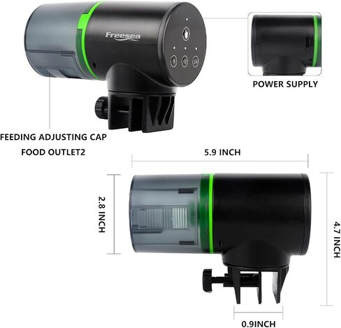 FREESEA Aquarium Automatic Fish Feeder: Vacation Timer Feeder for Fish Tank Electric Adjustable Auto Fish Food Dispenser 0.05 Gal & Two Fixed Methods in Saudi Arabia