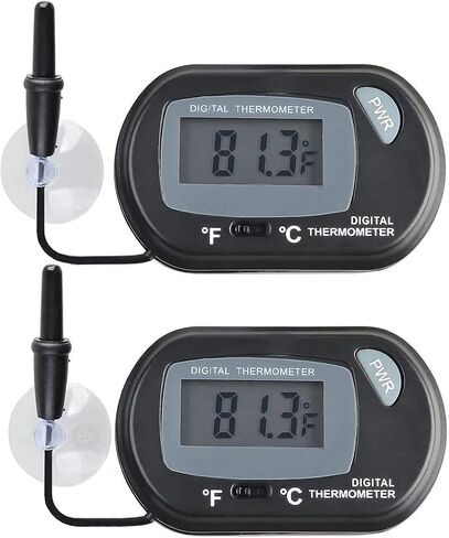 SunGrow Digital Betta Thermometer for Tropical Aquarium Fish, Black Color, Suction Cups and 1 Battery Included, 1 pc per Pack in Saudi Arabia