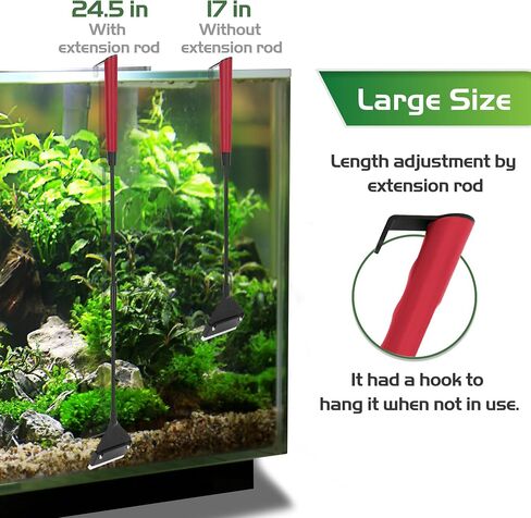 16.5’’ Professional Algae Scraper, Aquarium Blade Cleaner with 10 Pcs Replaceable Blades Stubborn Algae, Suitable for Water Tank Size Under 28 Gallons in Saudi Arabia