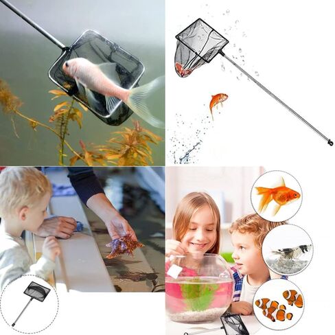 1Pcs Fish Tank Net Aquarium Net Aquarium Fish Net Shrimp Net Small Pond Net with Stainless Telescopic Long Handle for Fish Tank in Saudi Arabia