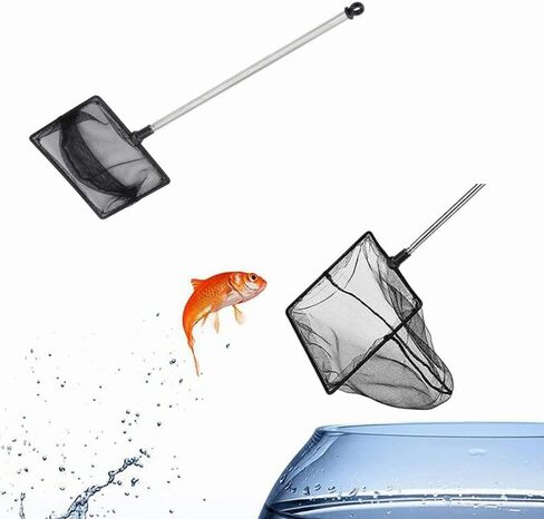 1Pcs Fish Tank Net Aquarium Net Aquarium Fish Net Shrimp Net Small Pond Net with Stainless Telescopic Long Handle for Fish Tank in Saudi Arabia