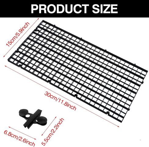 18Pcs Aquarium Fish Tank Divider Plastic Egg Crate Aquarium Filter Bottom Tray Grid Isolation Board Partition Net Pane Separator for Mixed Breeding Light Diffuser 24Pcs Sucker Clips Suction Cups,Black in Kuwait