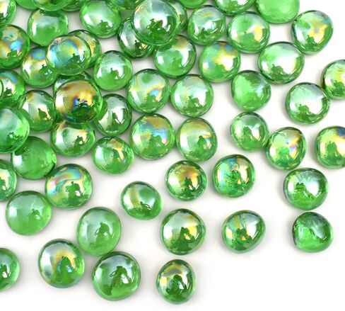 HUIANER Flat Glass Marbles 1lb, 100PCS Red Flat Gems Glass Beads for Vase Filler Garden Aquarium Tank Pebbles Table Floral Decoration in Saudi Arabia