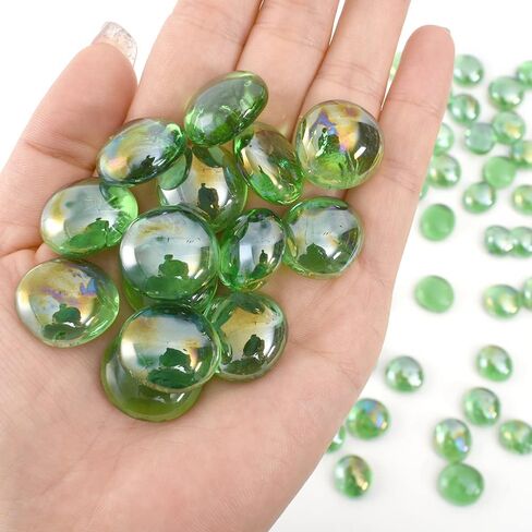 HUIANER Flat Glass Marbles 1lb, 100PCS Red Flat Gems Glass Beads for Vase Filler Garden Aquarium Tank Pebbles Table Floral Decoration in Saudi Arabia
