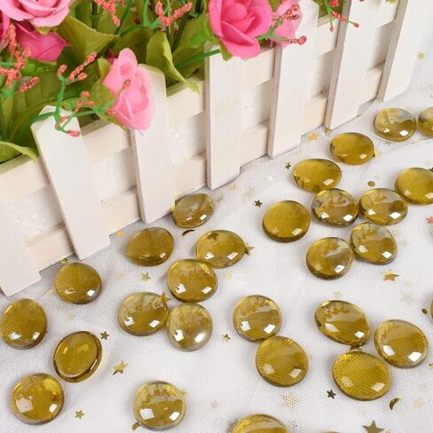 huianer كرات زجاجية مسطحة 1 رطل، 100 قطعة من الخرز الزجاجي المسطح الأخضر لمزهرية حشو حديقة حوض السمك خزان الحصى طاولة تزيين الأزهار in Kuwait