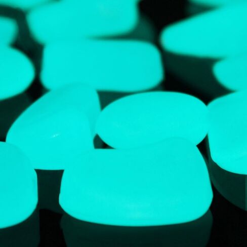 100pcs Glow in The Dark Fish Tank Aquarium Rocks,Glow Stones,Fish Tank Gravel Rocks, Glowing Pebbles Luminous Stones for Outdoor Garden Gift Decoration, 305g/0.67lbs, 4/5''-1 1/2'' (Blue Green) in Saudi Arabia