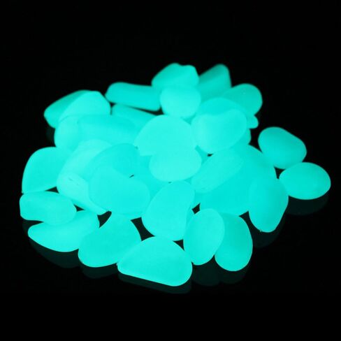 100pcs Glow in The Dark Fish Tank Aquarium Rocks,Glow Stones,Fish Tank Gravel Rocks, Glowing Pebbles Luminous Stones for Outdoor Garden Gift Decoration, 305g/0.67lbs, 4/5''-1 1/2'' (Blue Green) in Saudi Arabia
