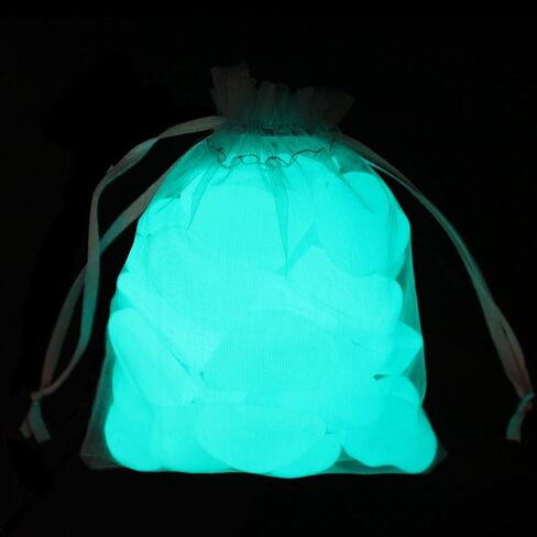 100pcs Glow in The Dark Fish Tank Aquarium Rocks,Glow Stones,Fish Tank Gravel Rocks, Glowing Pebbles Luminous Stones for Outdoor Garden Gift Decoration, 305g/0.67lbs, 4/5''-1 1/2'' (Blue Green) in Saudi Arabia