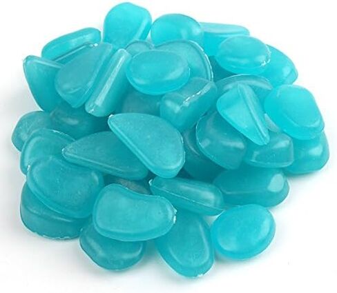 100pcs Glow in The Dark Fish Tank Aquarium Rocks,Glow Stones,Fish Tank Gravel Rocks, Glowing Pebbles Luminous Stones for Outdoor Garden Gift Decoration, 305g/0.67lbs, 4/5''-1 1/2'' (Blue Green) in Kuwait