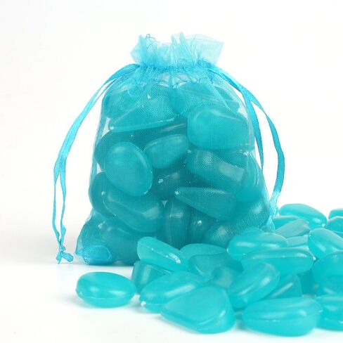 100pcs Glow in The Dark Fish Tank Aquarium Rocks,Glow Stones,Fish Tank Gravel Rocks, Glowing Pebbles Luminous Stones for Outdoor Garden Gift Decoration, 305g/0.67lbs, 4/5''-1 1/2'' (Blue Green) in Kuwait