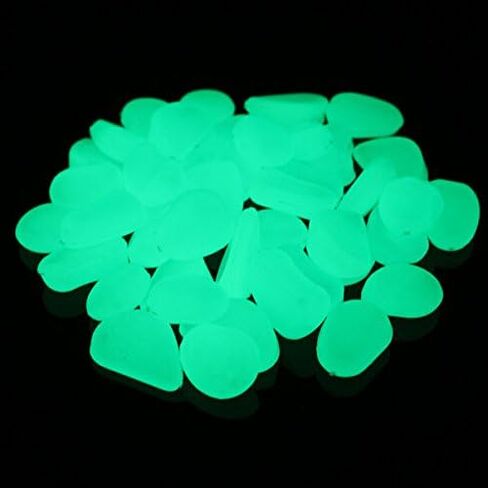 100pcs Glow in The Dark Fish Tank Aquarium Rocks,Glow Stones,Fish Tank Gravel Rocks, Glowing Pebbles Luminous Stones for Outdoor Garden Gift Decoration, 305g/0.67lbs, 4/5''-1 1/2'' (Blue Green) in Kuwait
