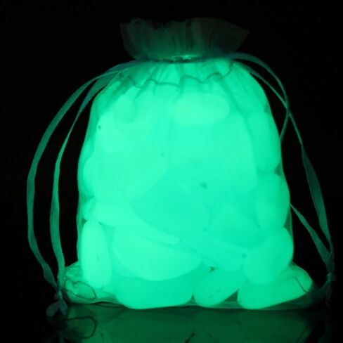 100pcs Glow in The Dark Fish Tank Aquarium Rocks,Glow Stones,Fish Tank Gravel Rocks, Glowing Pebbles Luminous Stones for Outdoor Garden Gift Decoration, 305g/0.67lbs, 4/5''-1 1/2'' (Blue Green) in Kuwait