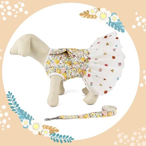 فستان زهري للكلاب، تنورة توتو، وقبعة شمسية مسامية شبكية مع فتحات للأذن للكلاب الصغيرة والمتوسطة، وعطلات الكريسماس، وحفلات أعياد الميلاد (أصفر، L) in Kuwait