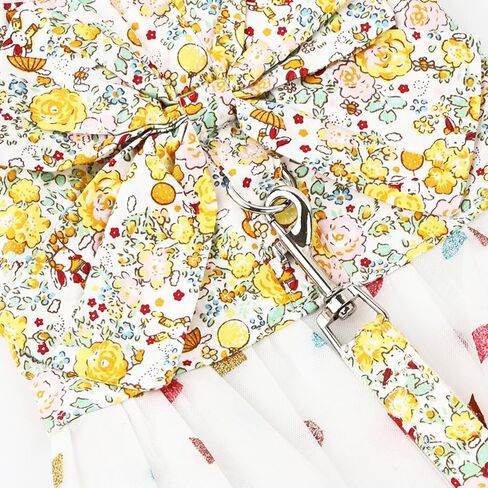 فستان زهري للكلاب، تنورة توتو، وقبعة شمسية مسامية شبكية مع فتحات للأذن للكلاب الصغيرة والمتوسطة، وعطلات الكريسماس، وحفلات أعياد الميلاد (أصفر، L) in Kuwait