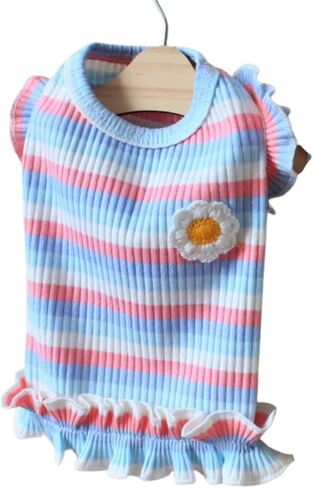 Dog Rainbow Stripe Dress Dog Summer Dress Cat Dress Outfits Soft Breathable Dog Cotton outfits and dog clothes for Small Medium Large X-Large XX-Large Dog Girls Puppy Lightweight Pet dresses in Saudi Arabia