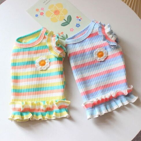 Dog Rainbow Stripe Dress Dog Summer Dress Cat Dress Outfits Soft Breathable Dog Cotton outfits and dog clothes for Small Medium Large X-Large XX-Large Dog Girls Puppy Lightweight Pet dresses in Saudi Arabia