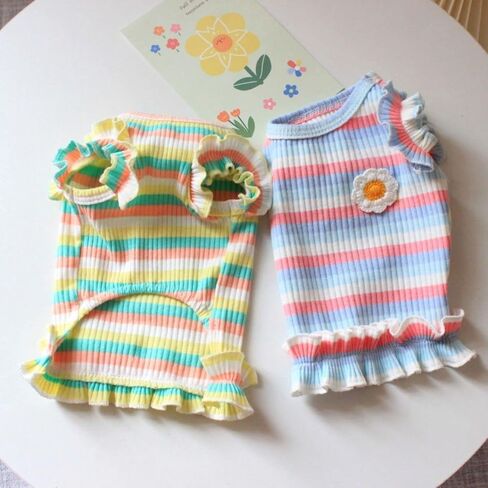 Dog Rainbow Stripe Dress Dog Summer Dress Cat Dress Outfits Soft Breathable Dog Cotton outfits and dog clothes for Small Medium Large X-Large XX-Large Dog Girls Puppy Lightweight Pet dresses in Saudi Arabia