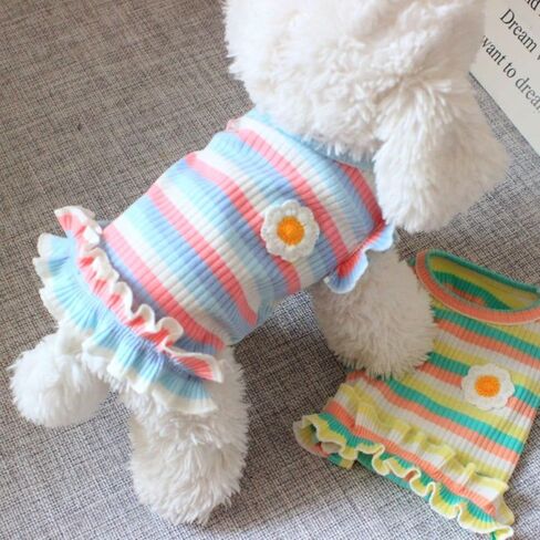 Dog Rainbow Stripe Dress Dog Summer Dress Cat Dress Outfits Soft Breathable Dog Cotton outfits and dog clothes for Small Medium Large X-Large XX-Large Dog Girls Puppy Lightweight Pet dresses in Saudi Arabia
