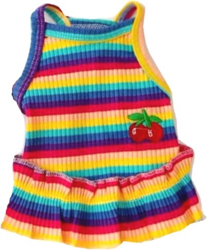 Dog Rainbow Stripe Dress Dog Summer Dress Cat Dress Outfits Soft Breathable Dog Cotton outfits and dog clothes for Small Medium Large X-Large XX-Large Dog Girls Puppy Lightweight Pet dresses in Saudi Arabia