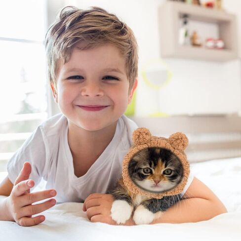 JOICEE Cute Cat Costume Warm Bear Hat Adjustable Small Pet Headwear for Cat in Kuwait