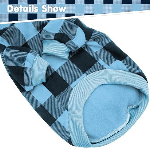 KOOLTAIL Plaid Dog Hoodie Pet Clothes Sweater with Hat and Pocket for Small Medium Large Size Dogs, Soft Winter Warm Dog Cold Weather Coat, Fleece Fall Dog Hooded Sweatshirt for Puppy Cats, Red XL in Kuwait