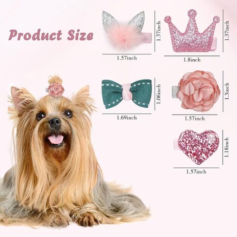 WWW مشابك شعر للكلاب الصغيرة 5 قطع من أقواس شعر الكلاب والقطط والبنات والجراء ومشابك شعر لطيفة على شكل فيونكة على شكل زهرة تاج دبوس شعر على شكل زهرة رأس ودبابيس شعر للقطط والجرو وحفلات أعياد الميلاد وإكسسوارات الشعر، باللون الوردي in Saudi Arabia